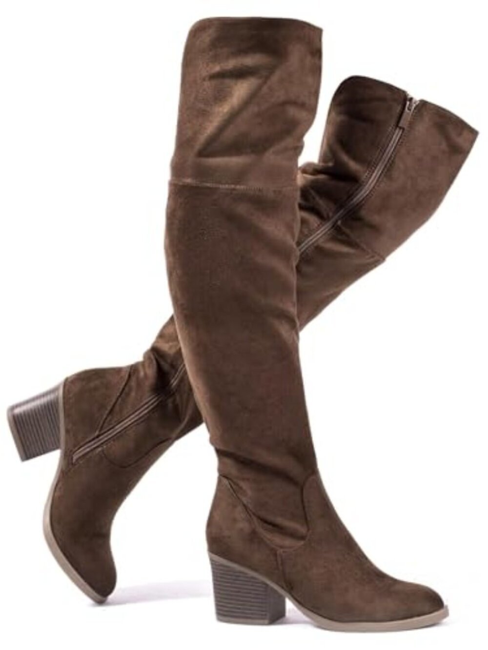 🆕 Women's Knee High Boots Suede Chunky Heel Dressy Boots Over the Knee Boots